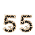 Crystal Lambskin Chain CC No 5 Earrings Gold Black