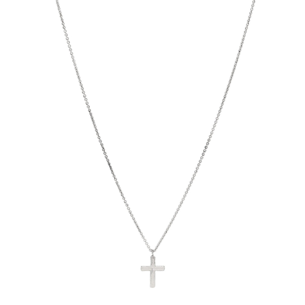 Sterling Silver Concave Cross Pendant Necklace