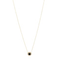 18K Yellow Gold Diamond Black Onyx Small T Circle Pendant Necklace