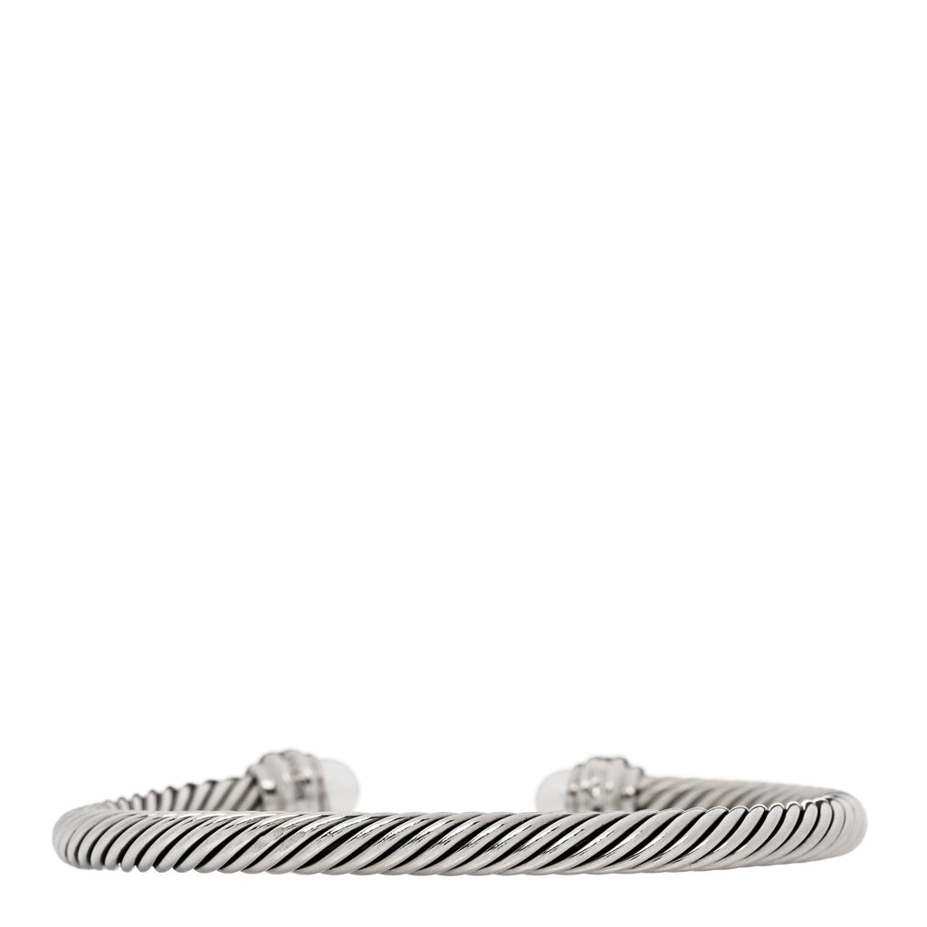 Sterling Silver Diamond Pearl 5mm Cable Classics Princess Bracelet