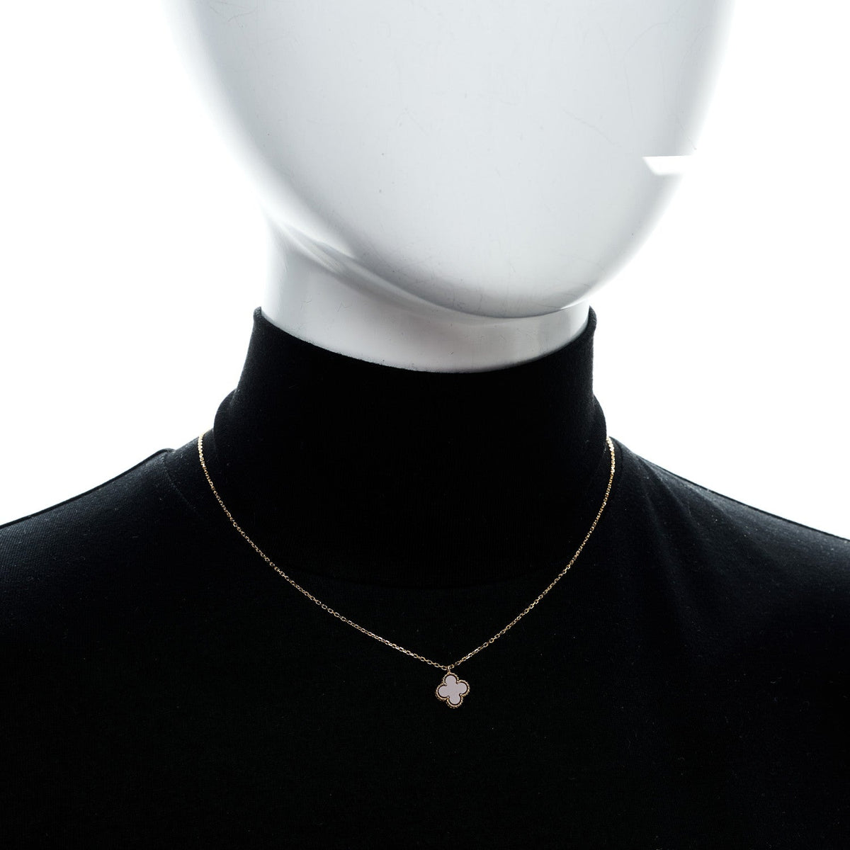 18K Rose Gold Carnelian Sweet Alhambra Pendant Necklace