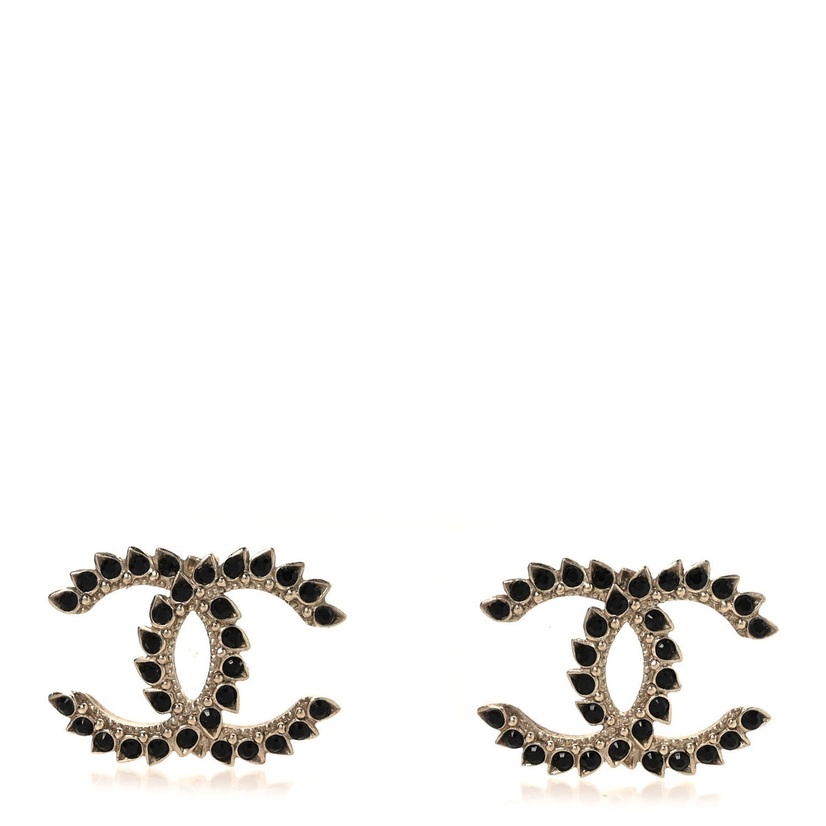 Strass Crystal Dazzling Wheat CC Earrings Black Gold