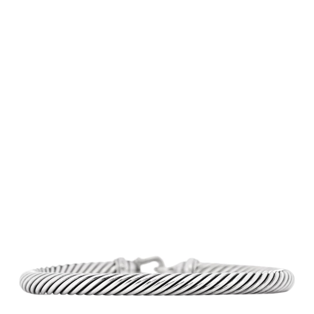 Sterling Silver Diamond 5mm Cable Buckle Bracelet