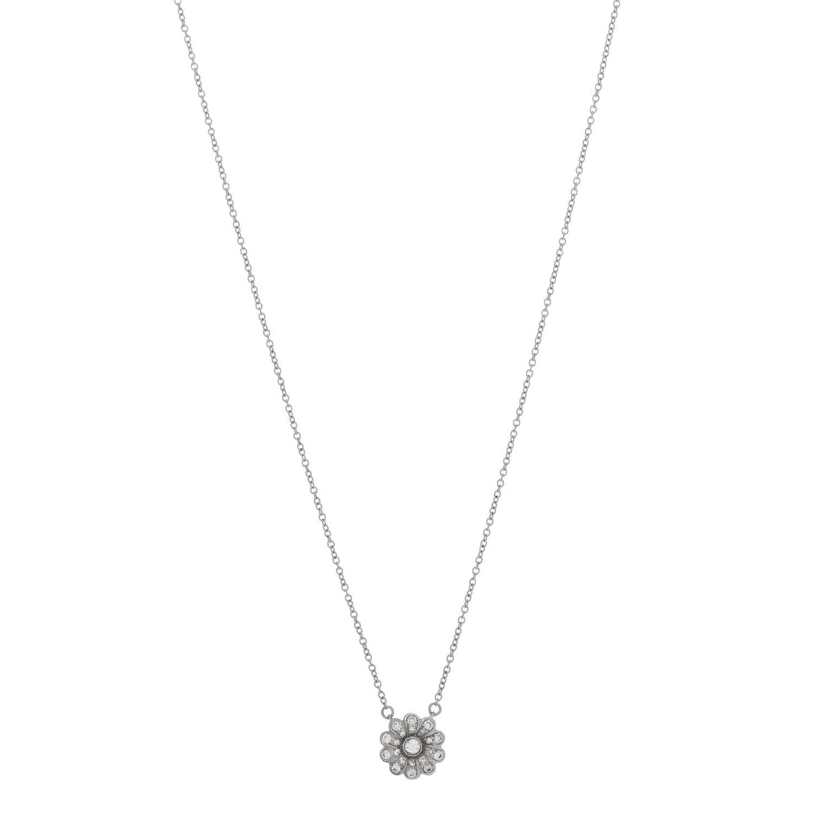 Platinum Diamond Flower Pendant Necklace