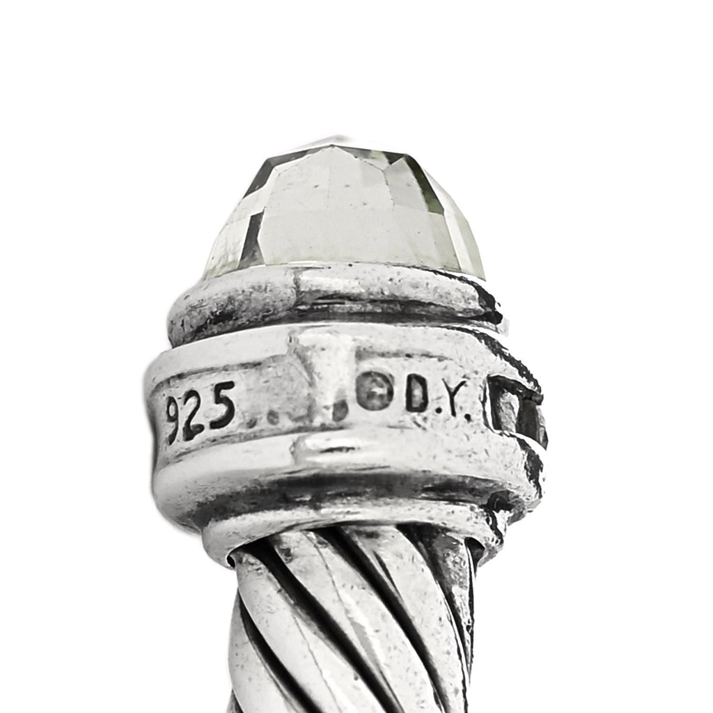 Sterling Silver Diamond Prasiolite 5mm Cable Classics Bracelet