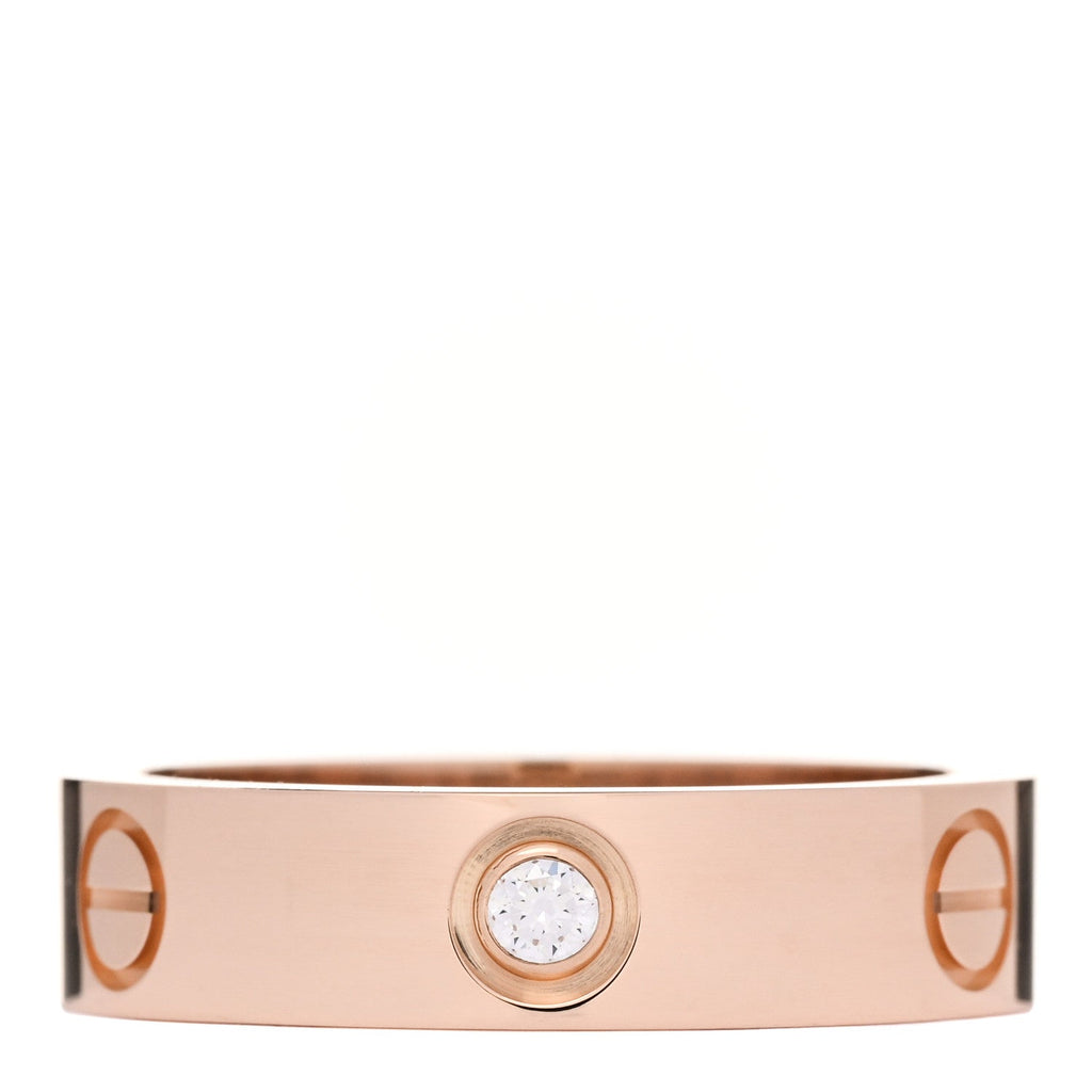 18K Pink Gold 3 Diamond 5.5mm LOVE Ring 59 8.75