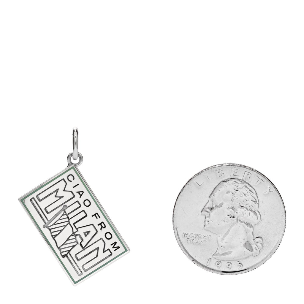 Sterling Silver Enamel Milan Postcard Charm Blue