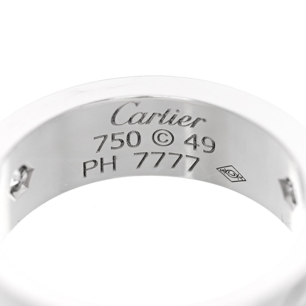 18K White Gold 3 Diamond 5.5mm LOVE Ring 49 5