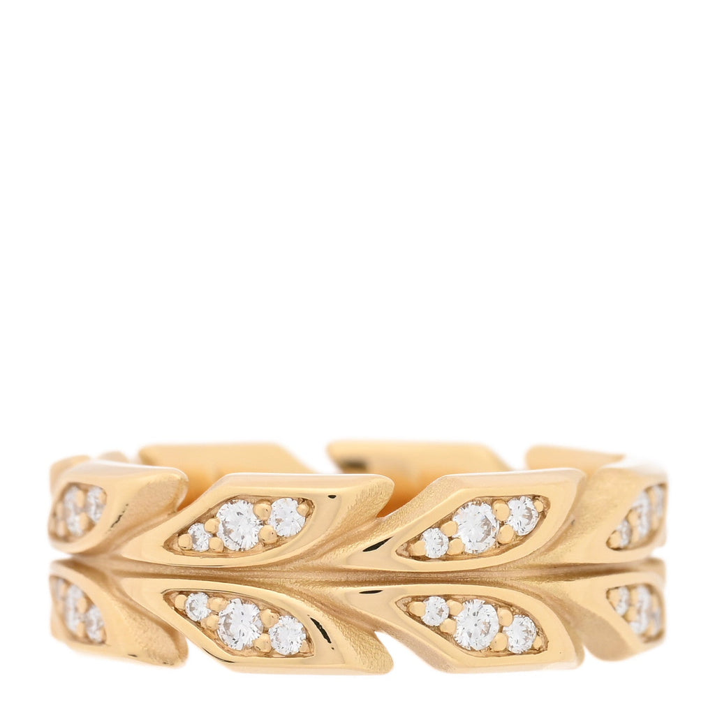 18K Yellow Gold Diamond Victoria Vine Band Ring 49 5