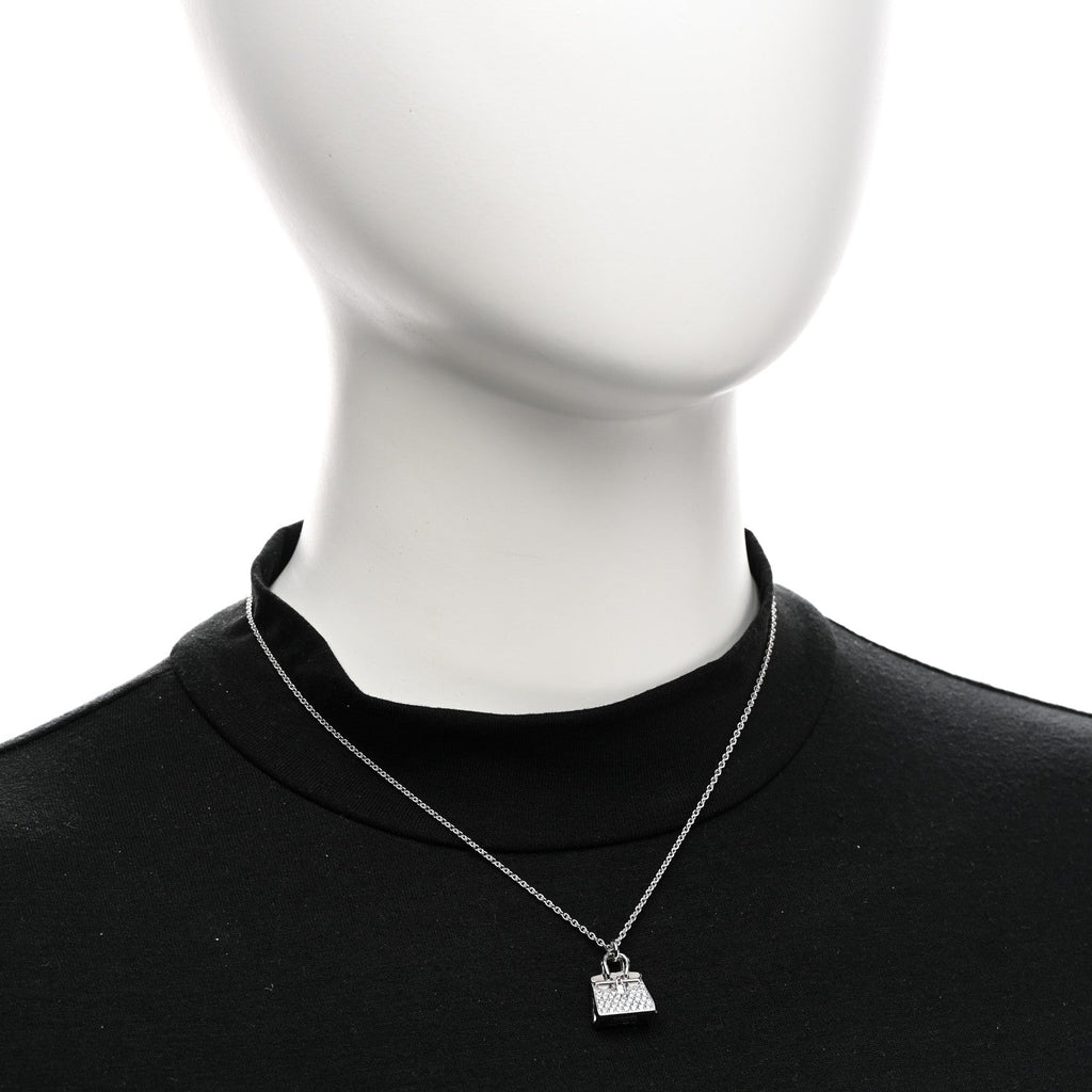 18K White Gold Diamond Birkin Amulettes Pendant Necklace