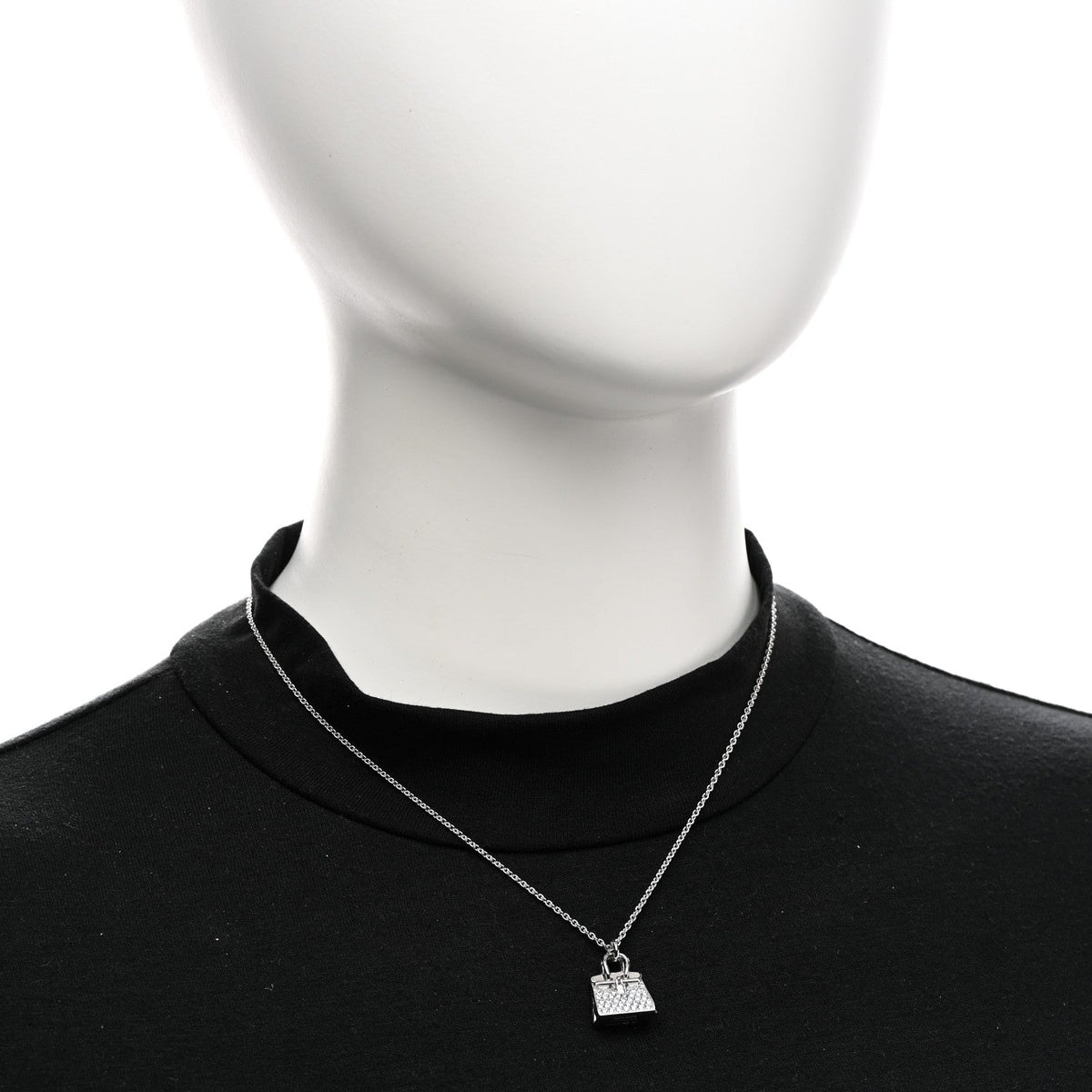 18K White Gold Diamond Birkin Amulettes Pendant Necklace