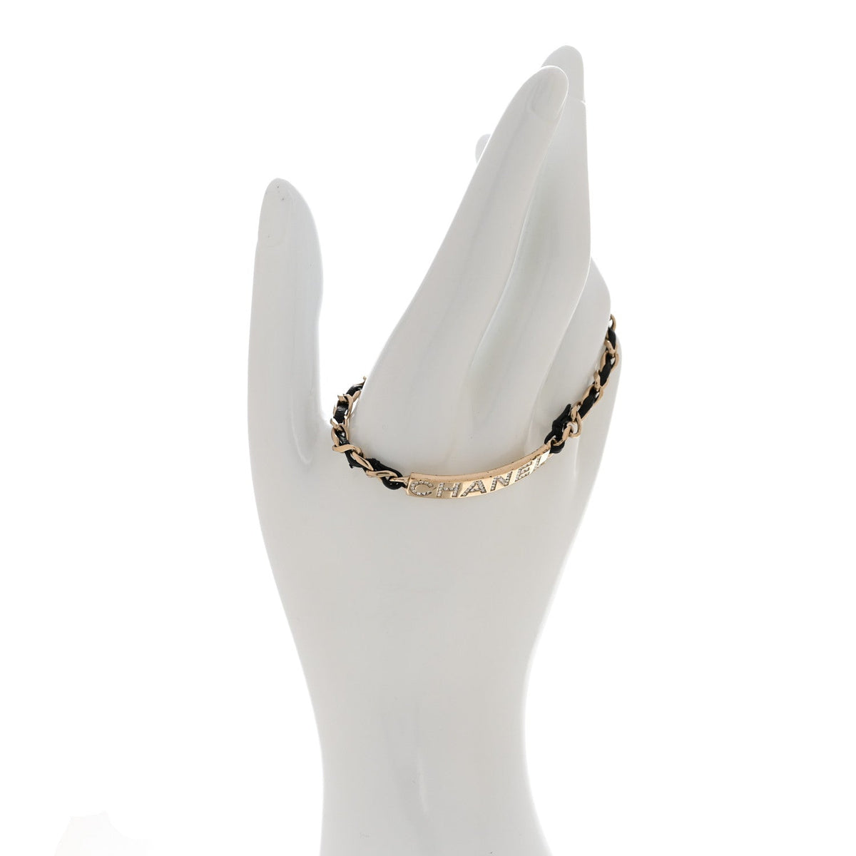 Metal Lambskin Crystal Sergeant Chanel Bracelet Gold