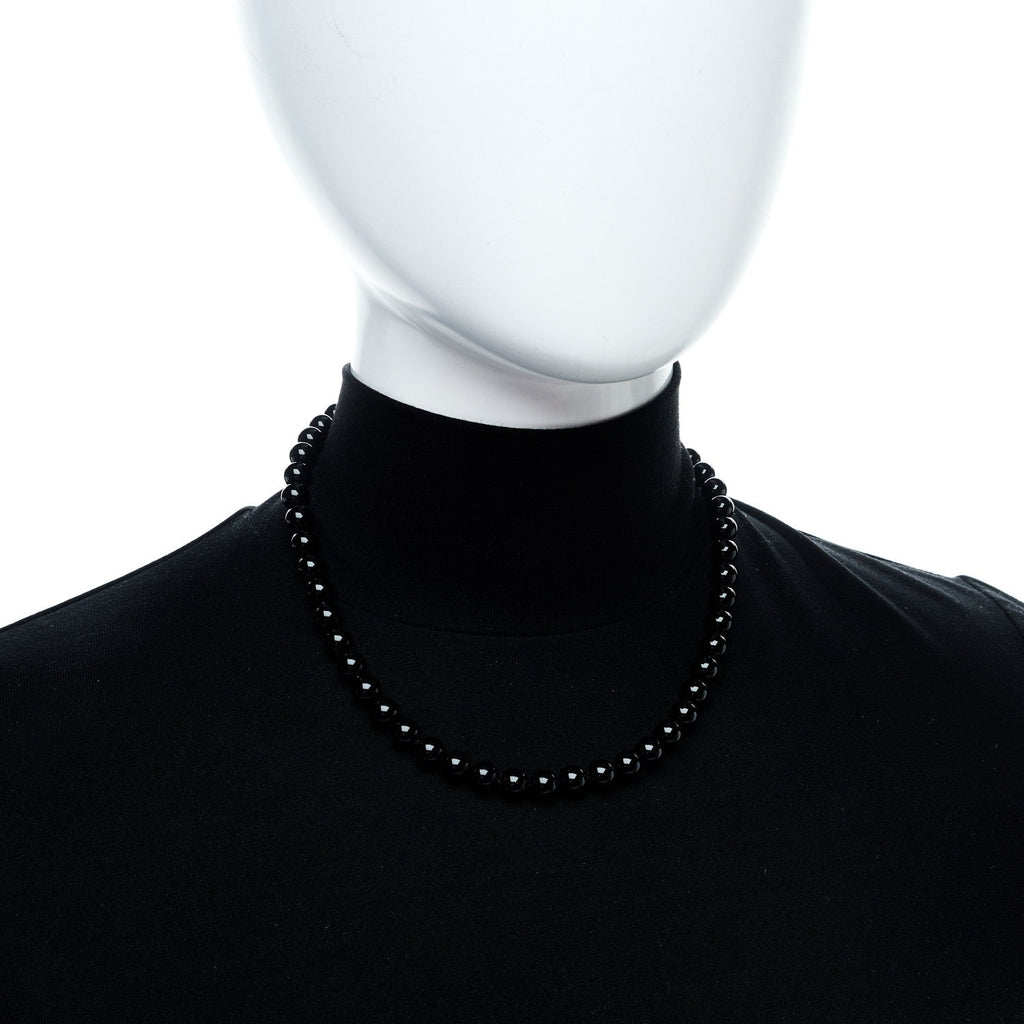 Sterling Silver Black Onyx Bead Toggle Necklace
