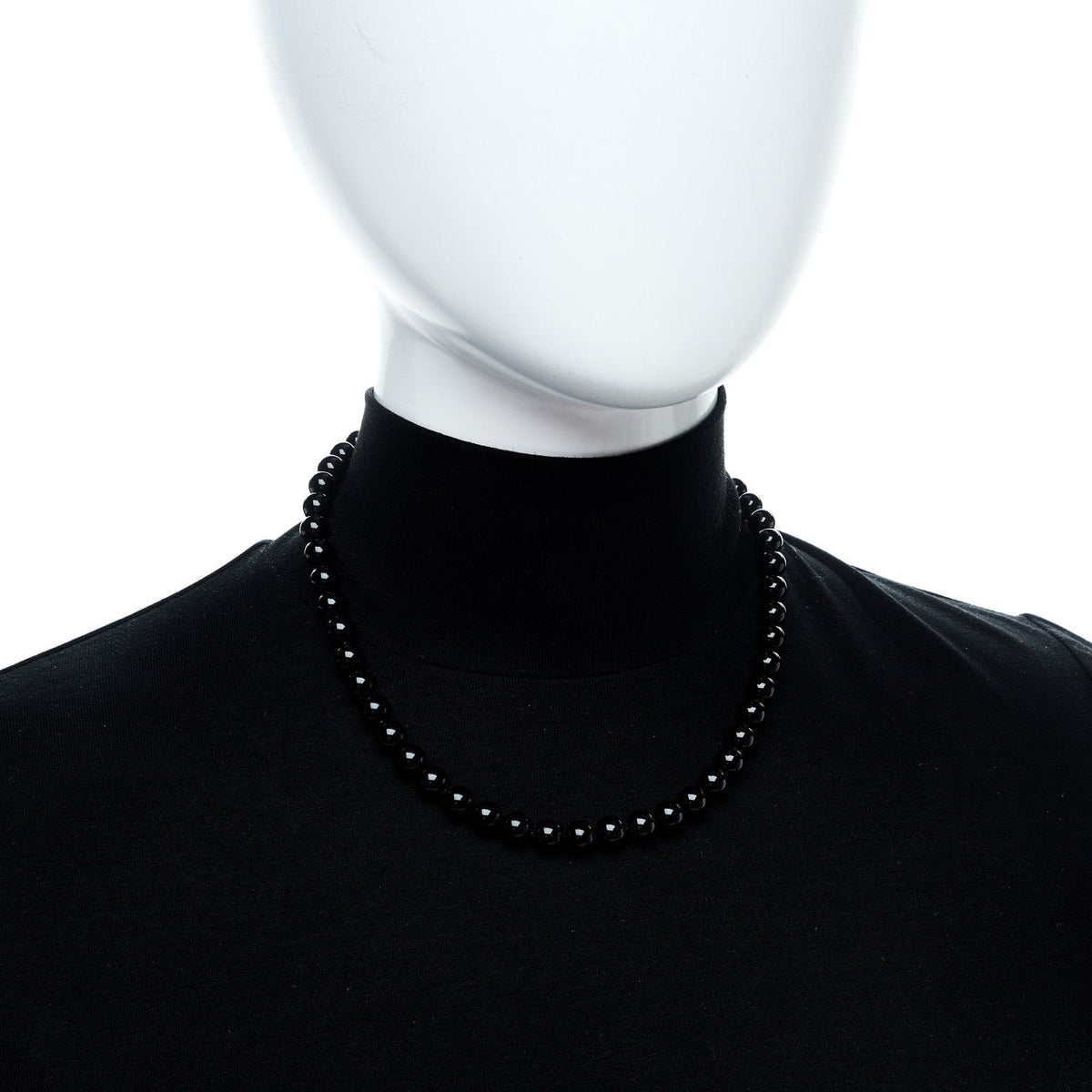 Sterling Silver Black Onyx Bead Toggle Necklace