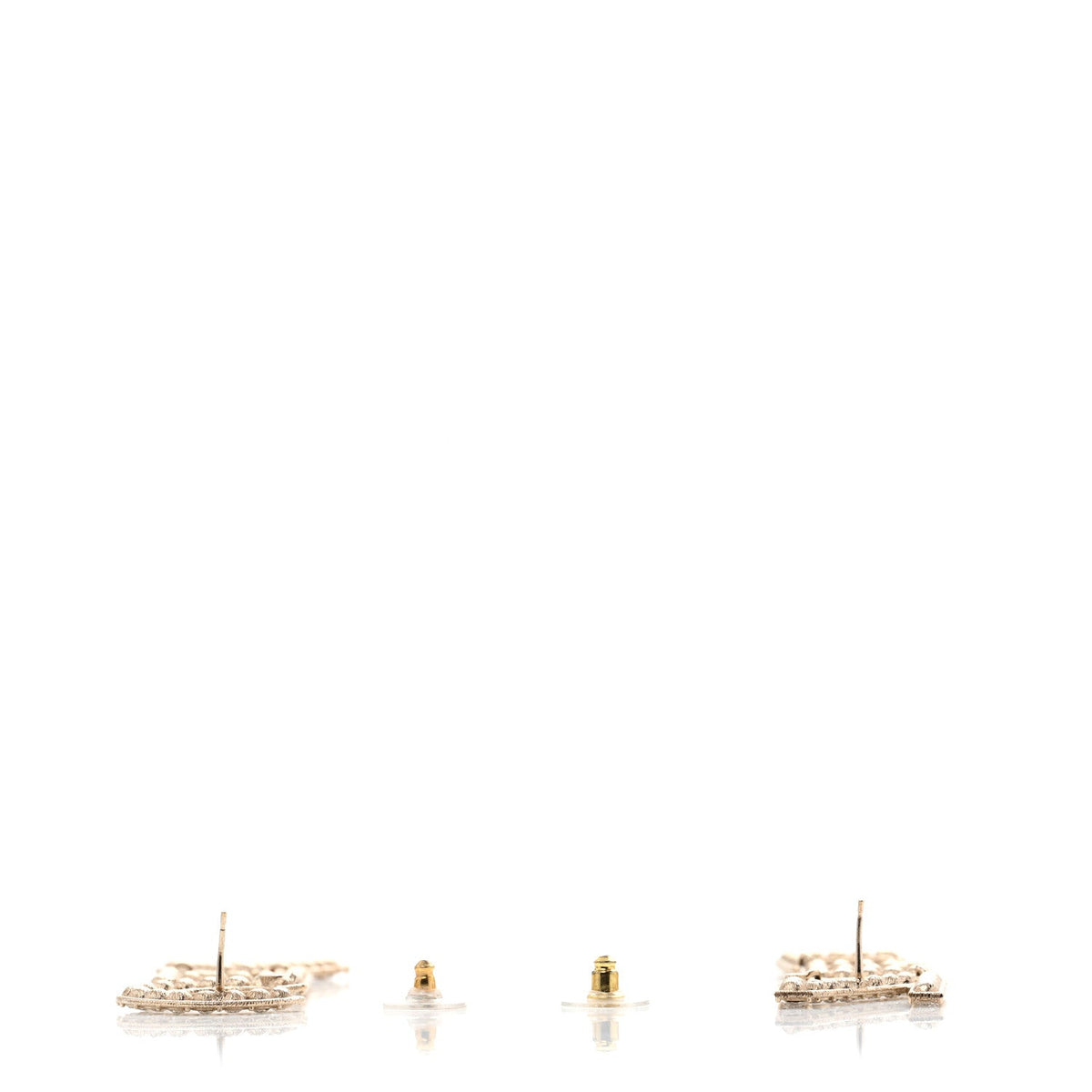 Crystal Cha-Nel Logo Drop Earrings Gold