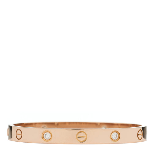 18K Pink Gold 4 Diamond LOVE Bracelet 16