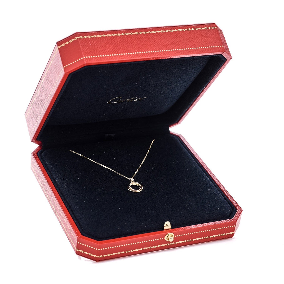 18K Pink Yellow White Gold Diamond Trinity Pendant Necklace