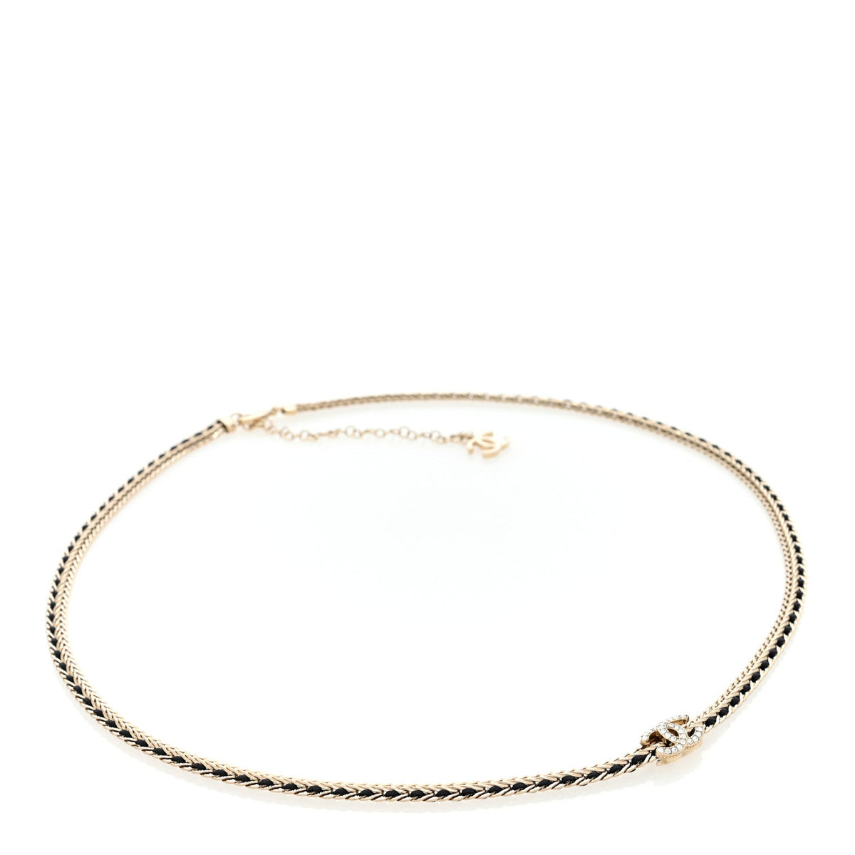 Lambskin Crystal Chain CC Fancy Belt 75 30 Gold Black