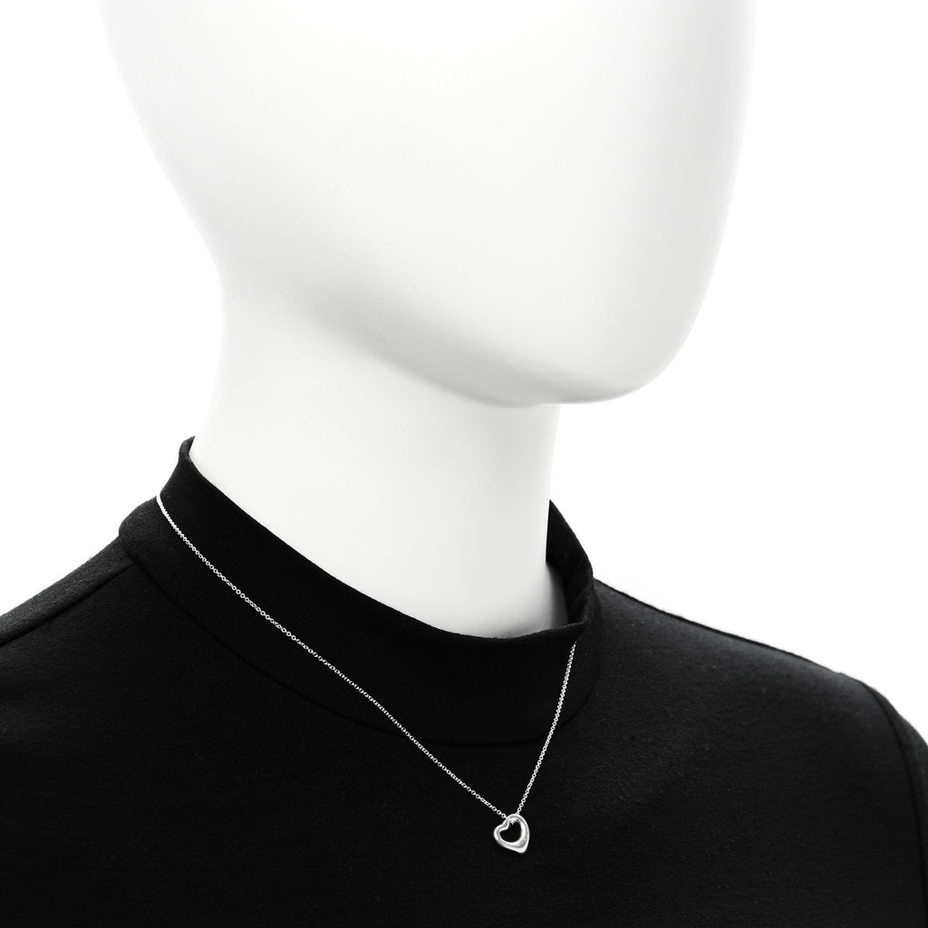 Sterling Silver 11mm Elsa Peretti Open Heart Pendant Necklace