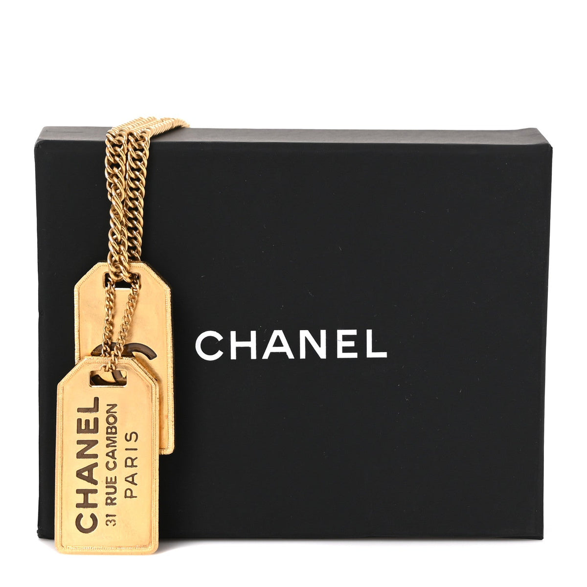ID Dog Tag Charm Necklace Gold