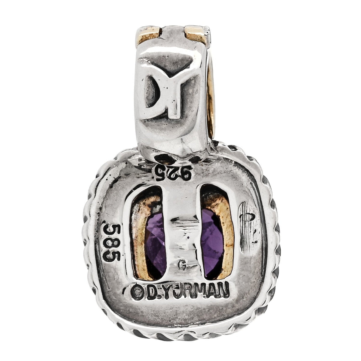 Sterling Silver 14K Yellow Gold Amethyst 7mm Albion Enhancer Pendant