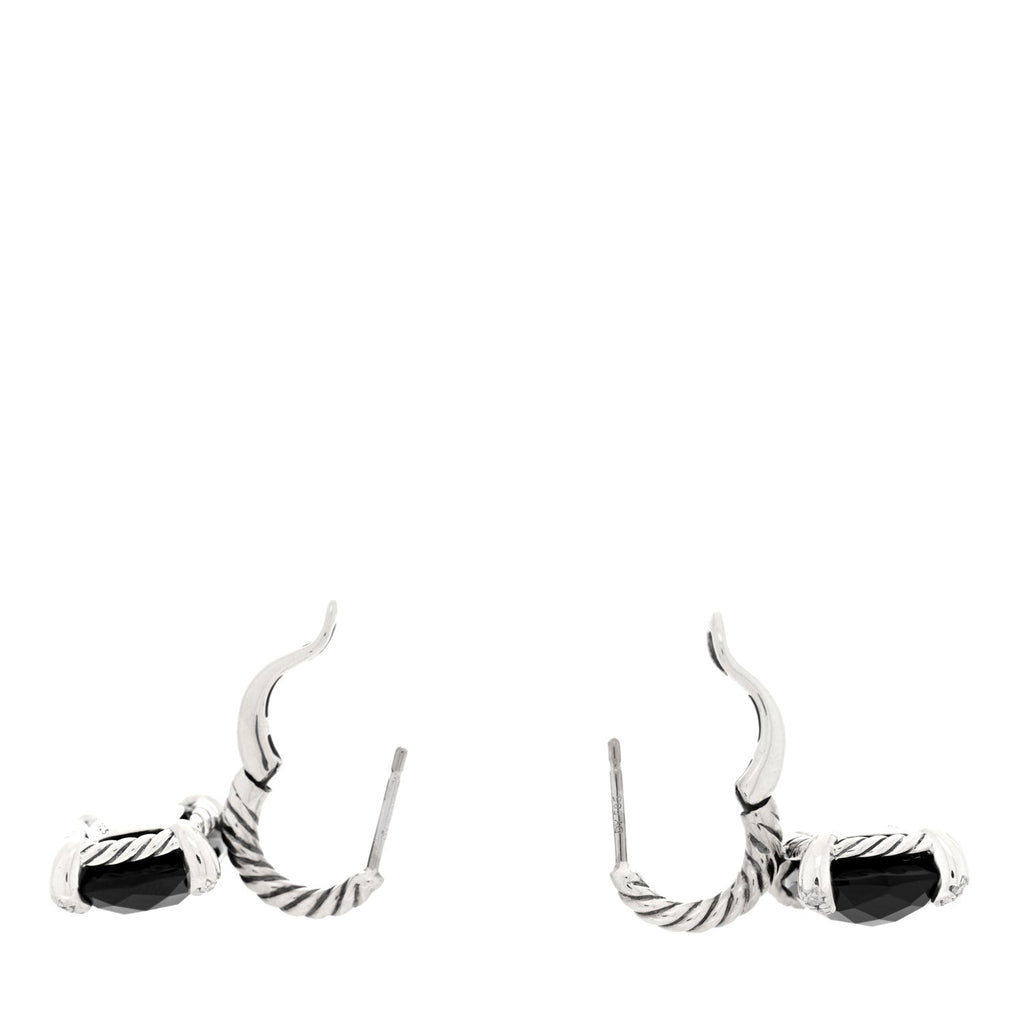 Sterling Silver Diamond Black Onyx Chatelaine Drop Earrings