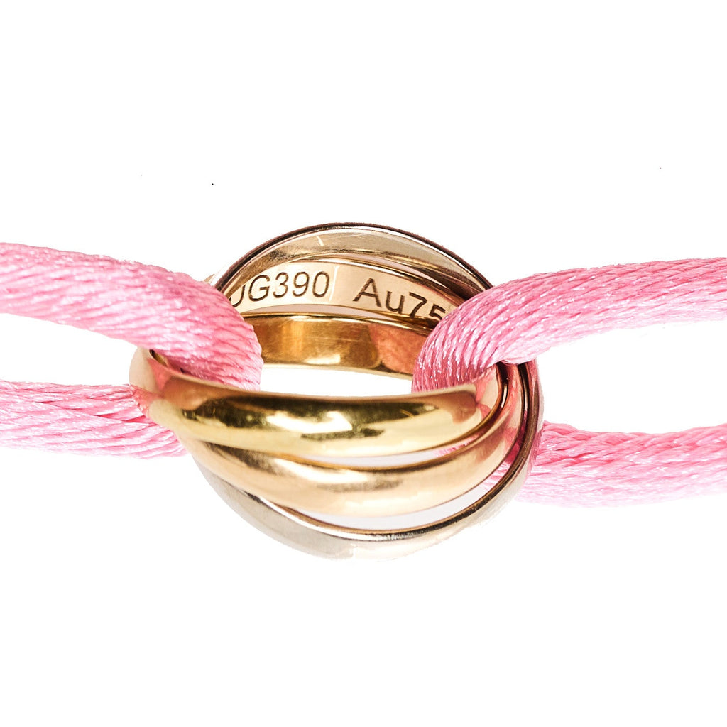 18k Pink Yellow White Gold Trinity Adjustable Cord Bracelet Pink