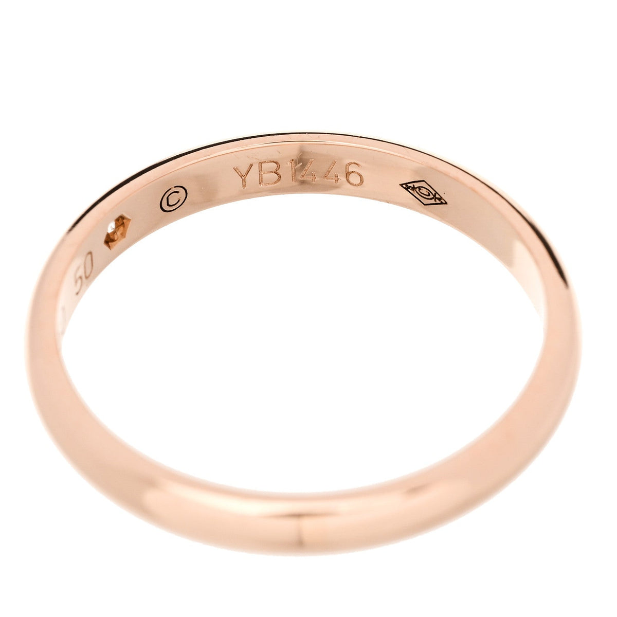 18K Pink Gold Diamond 2.6mm 1895 Wedding Band Ring 50 5.25