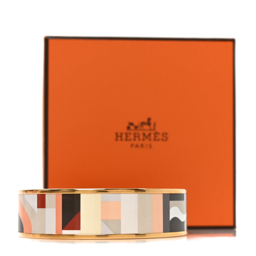 Enamel Printed Perspective Cavaliere Wide Bracelet 62 Rose Gold