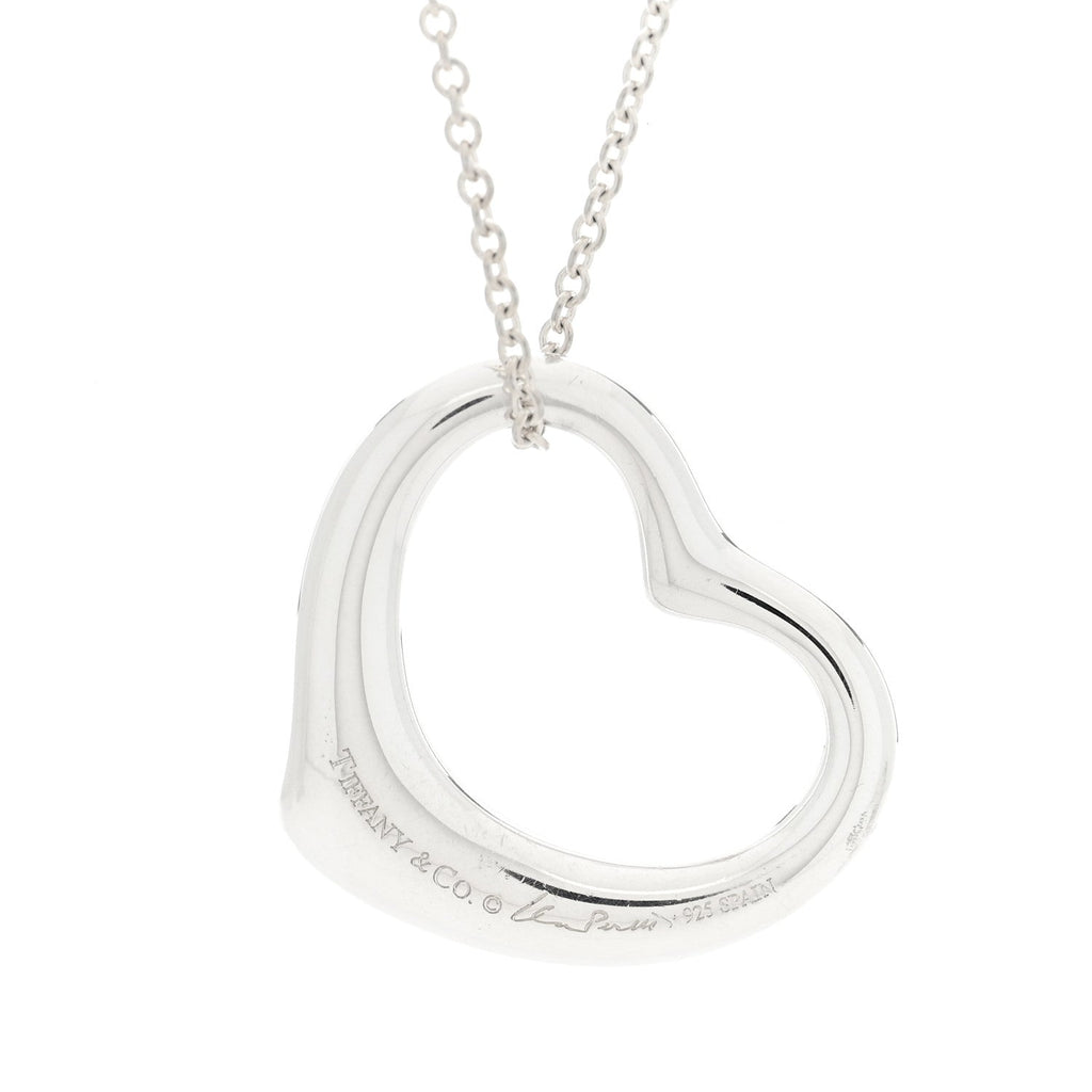 Sterling Silver 27mm Elsa Peretti Open Heart Pendant Necklace