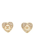 Pearl Crystal CC Heart Earrings Gold White Gold
