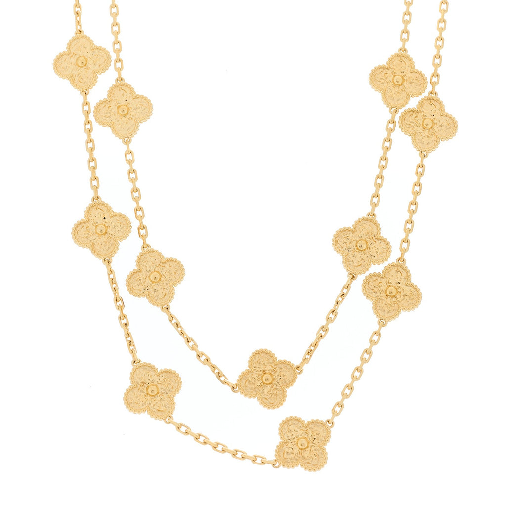 18K Yellow Gold 20 Motifs Vintage Alhambra Necklace