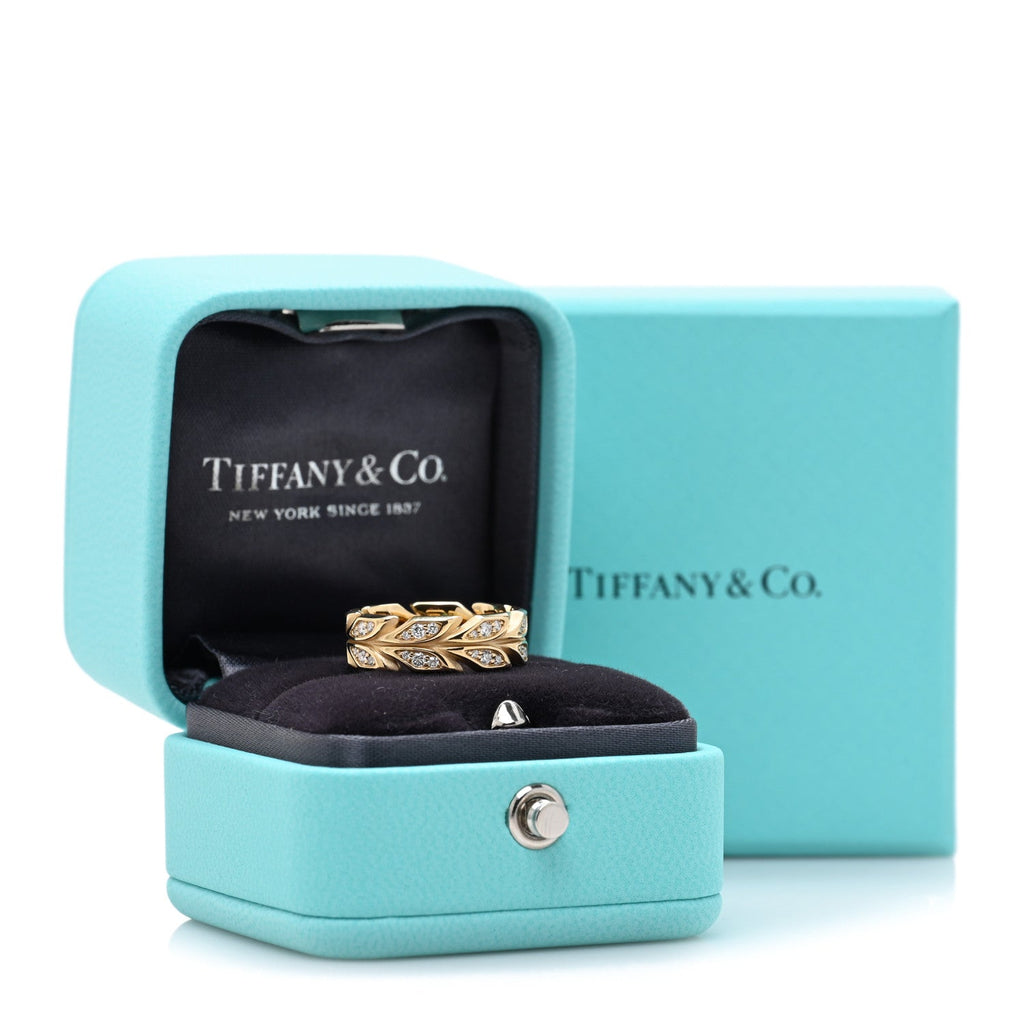 18K Yellow Gold Diamond Victoria Vine Band Ring 49 5