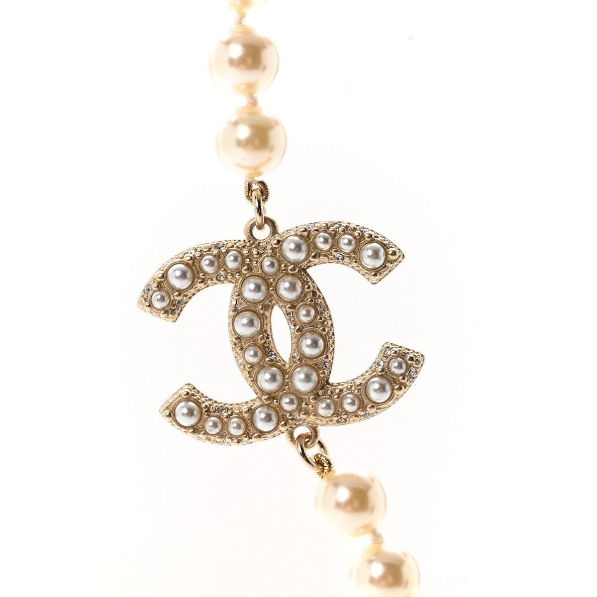 Pearl CC 100th Anniversary Necklace Light Gold