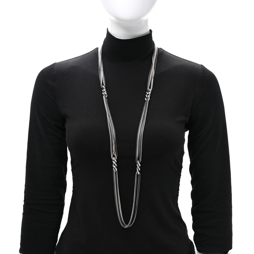 900 Silver Multi Row Chain Necklace