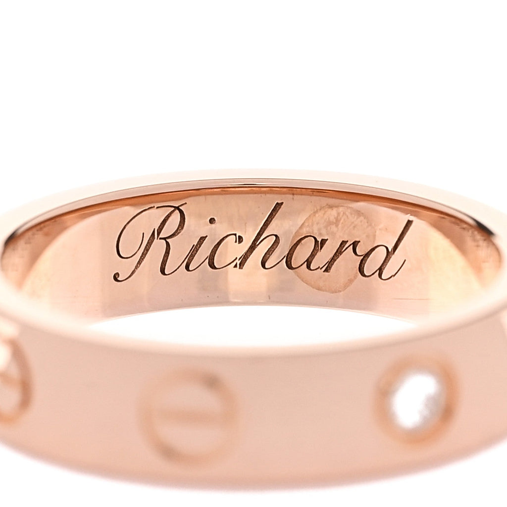 18K Pink Gold Diamond 4mm LOVE Wedding Band Ring 46 3.75