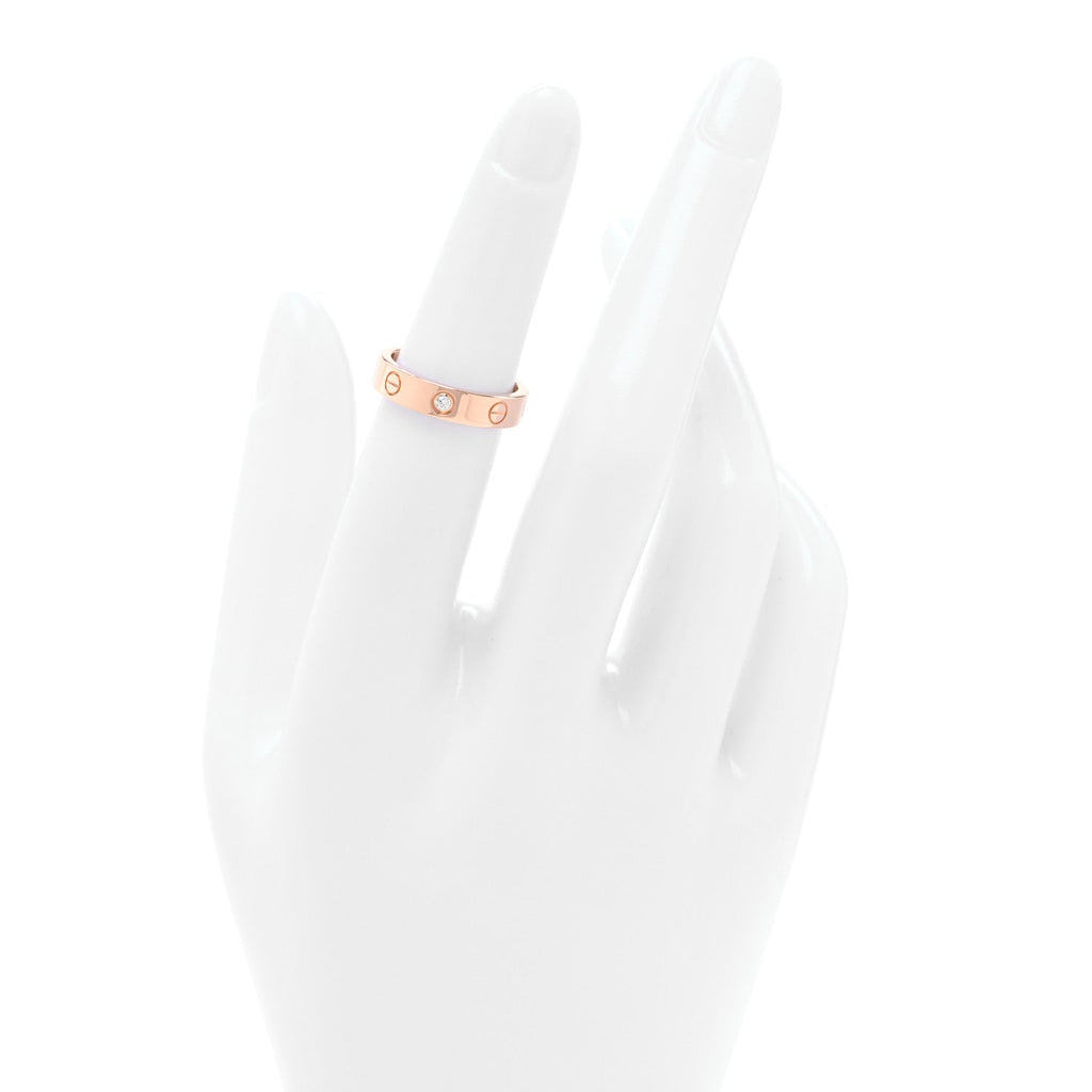 18K Pink Gold Diamond 4mm LOVE Wedding Band Ring 49 5