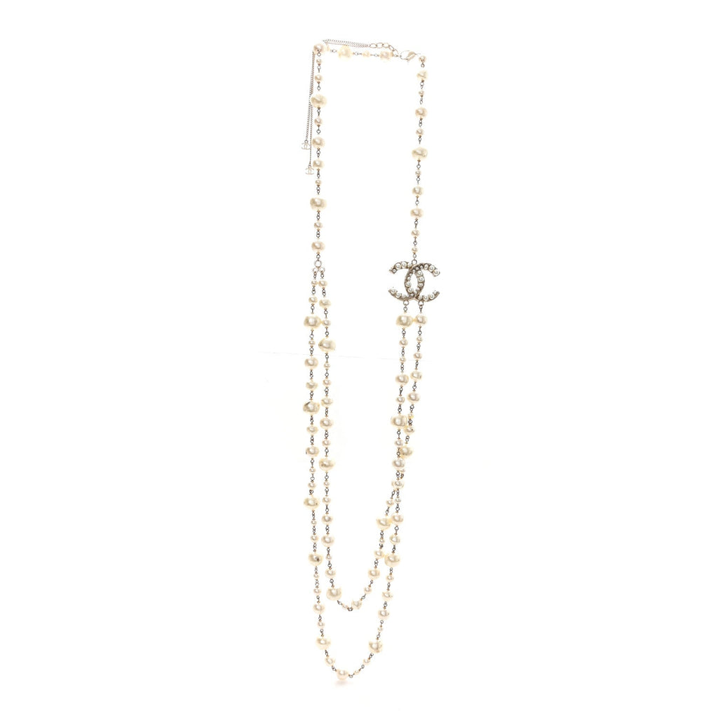 Pearl CC Long Necklace Gold