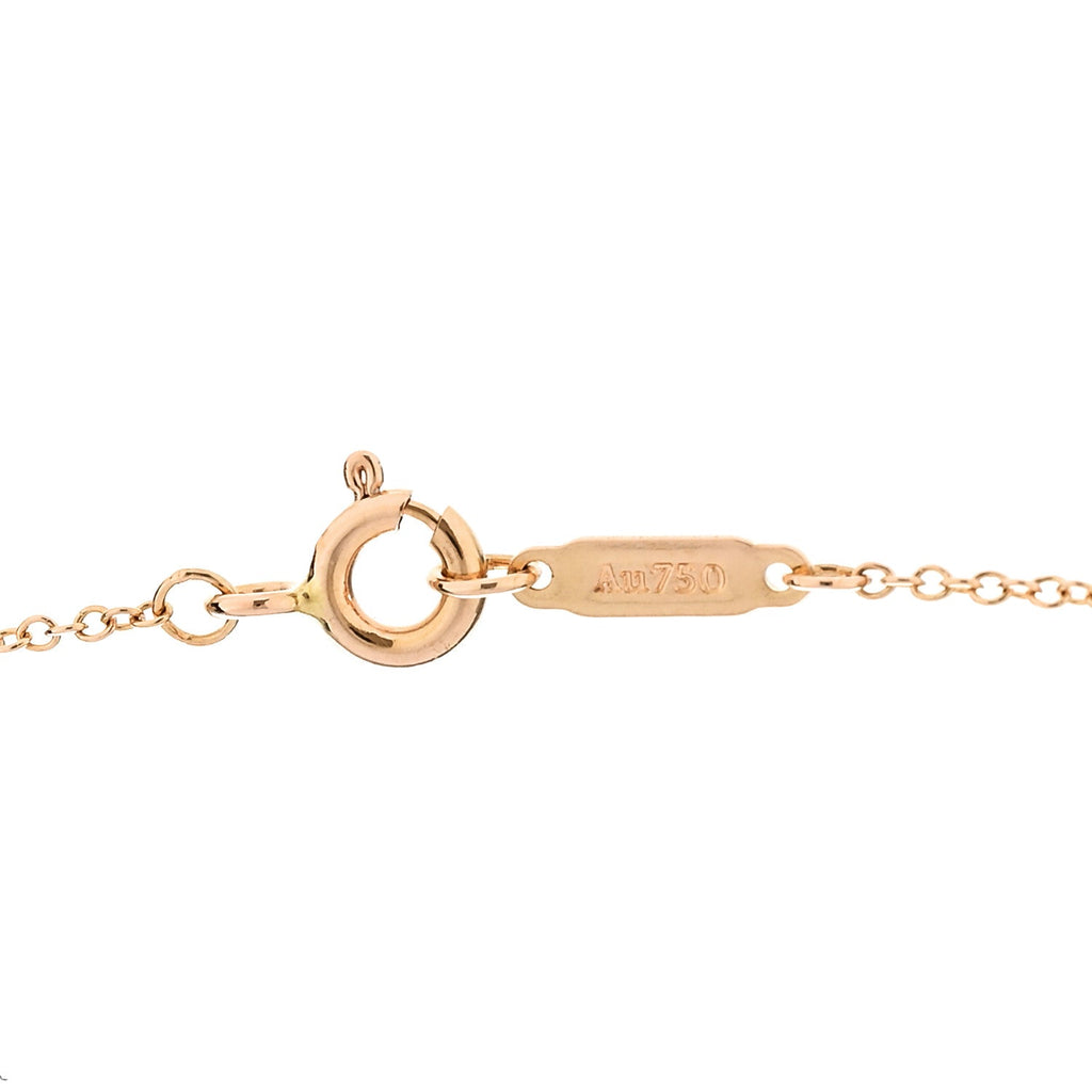 18K Rose Gold Diamond Mini Modern Keys Round Key Pendant Necklace