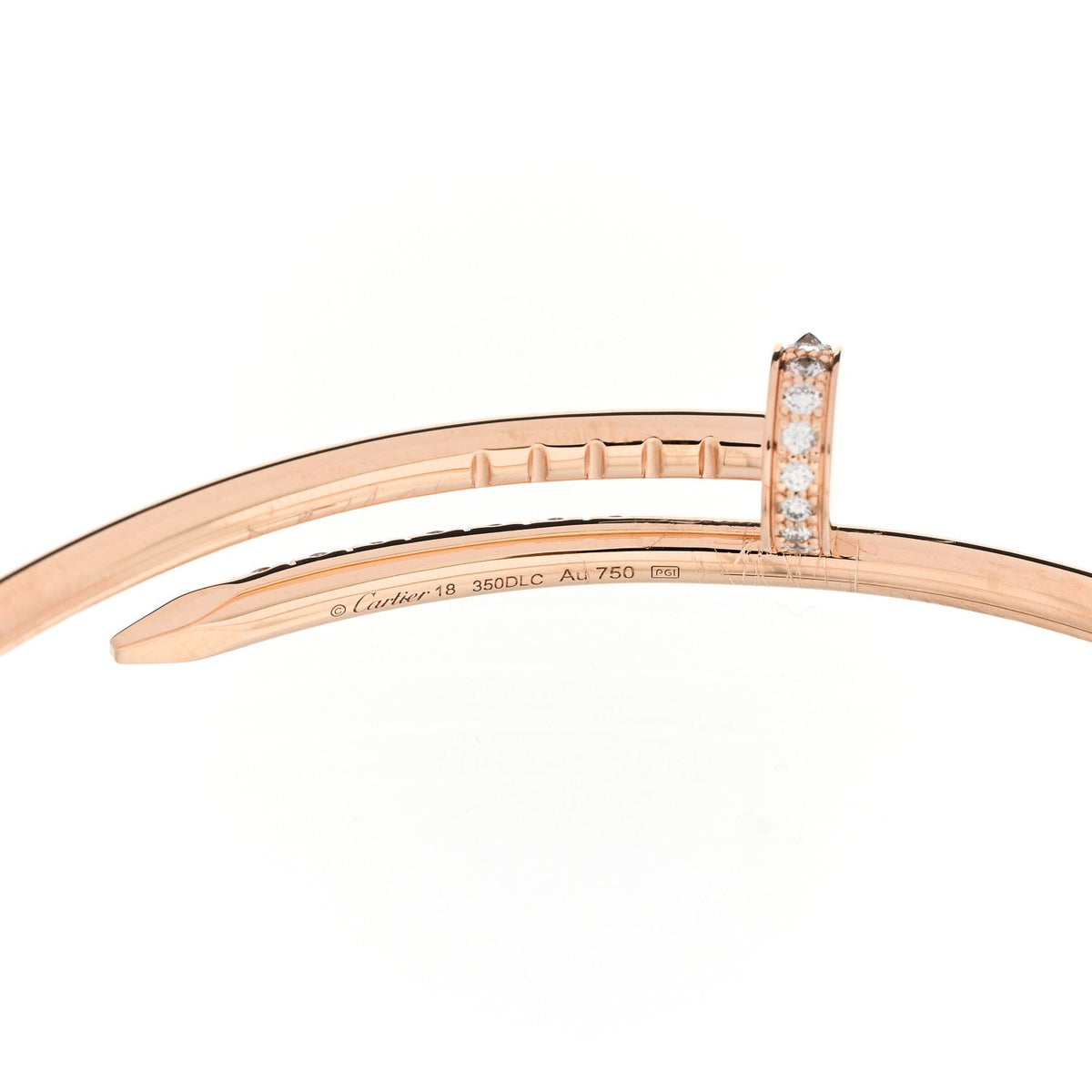 18K Pink Gold Diamond Small Juste Un Clou Reverse Set Bracelet 18