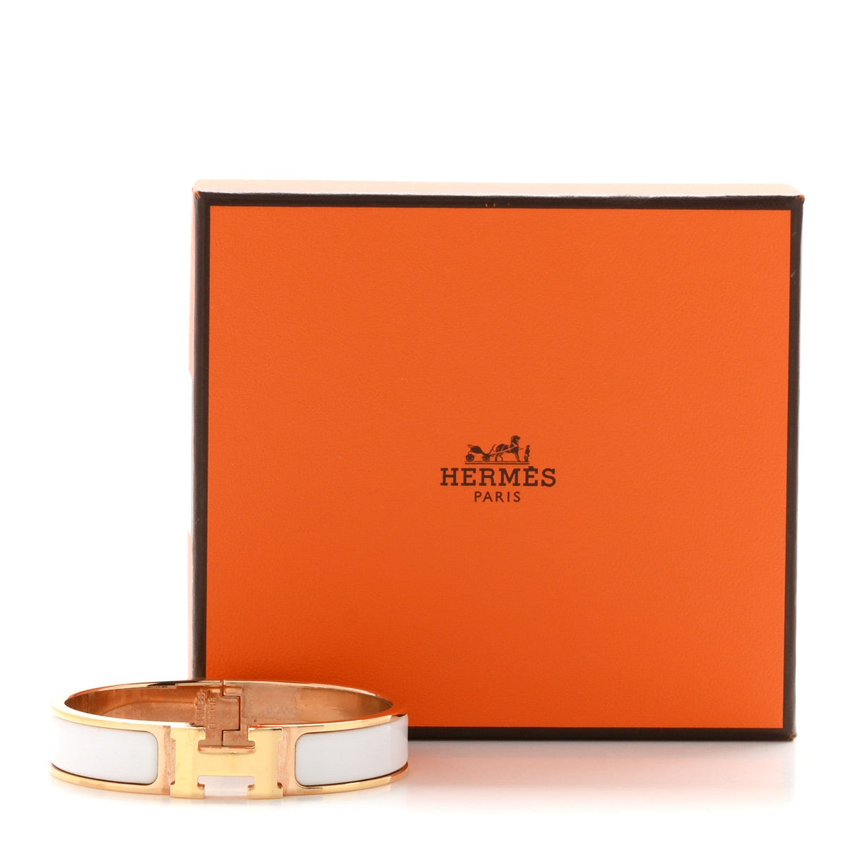 Enamel Narrow Clic Clac H Bracelet PM White
