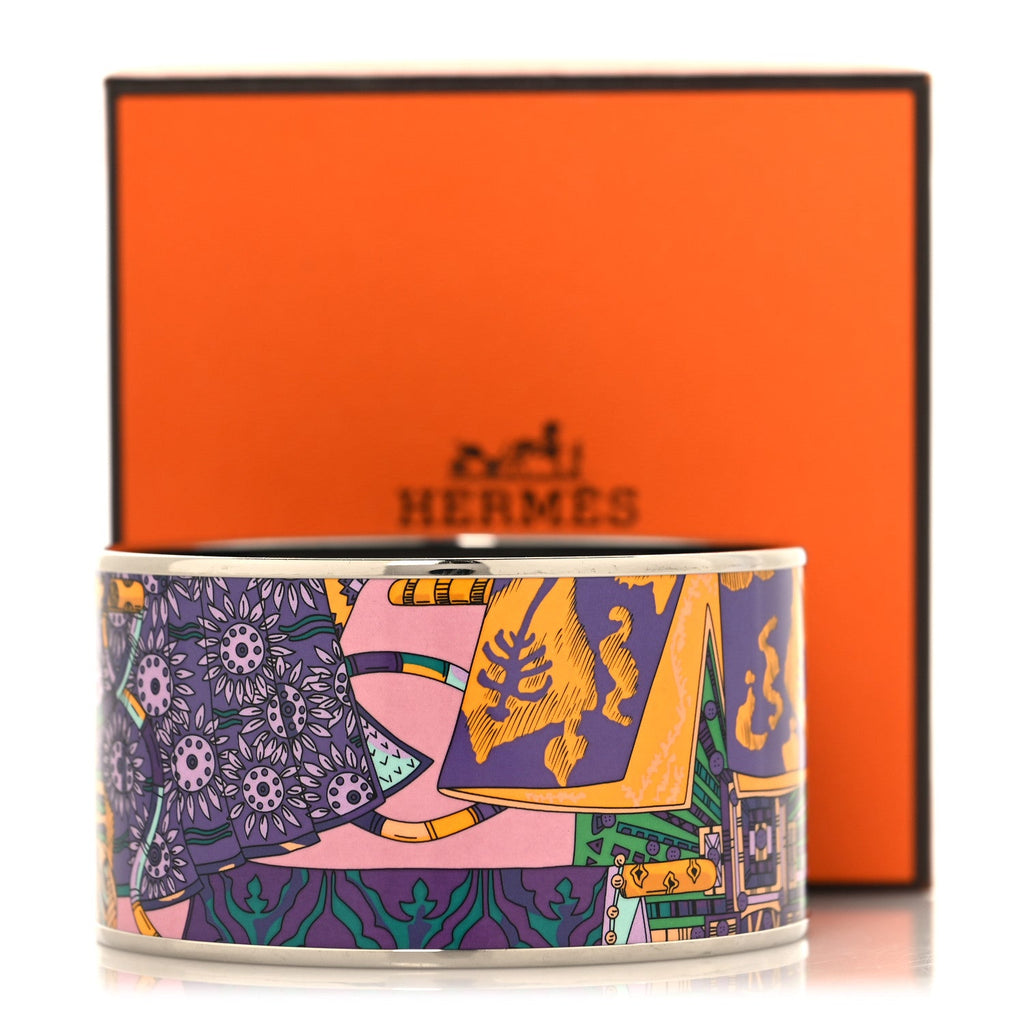 Enamel Printed Extra Wide Bracelet 70 Violet Multicolor