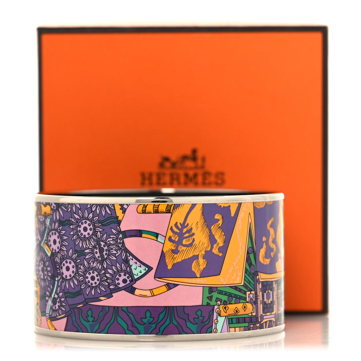 Enamel Printed Extra Wide Bracelet 70 Violet Multicolor