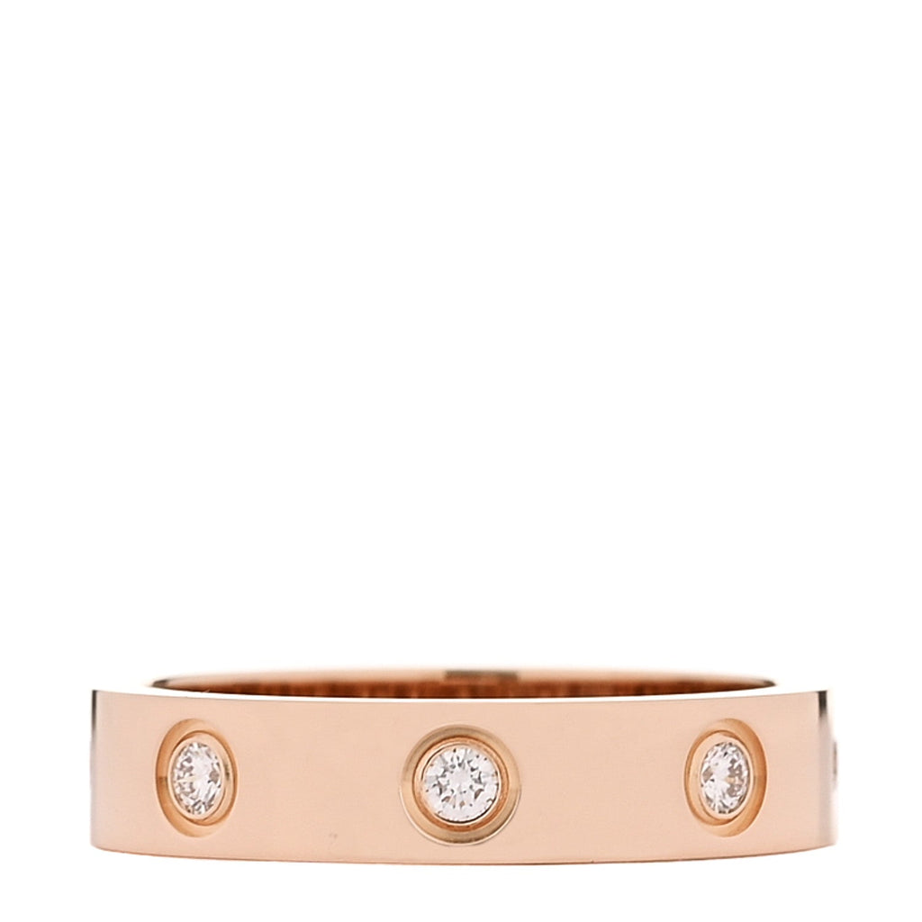 18K Pink Gold 8 Diamond 4mm LOVE Wedding Band Ring 49 5