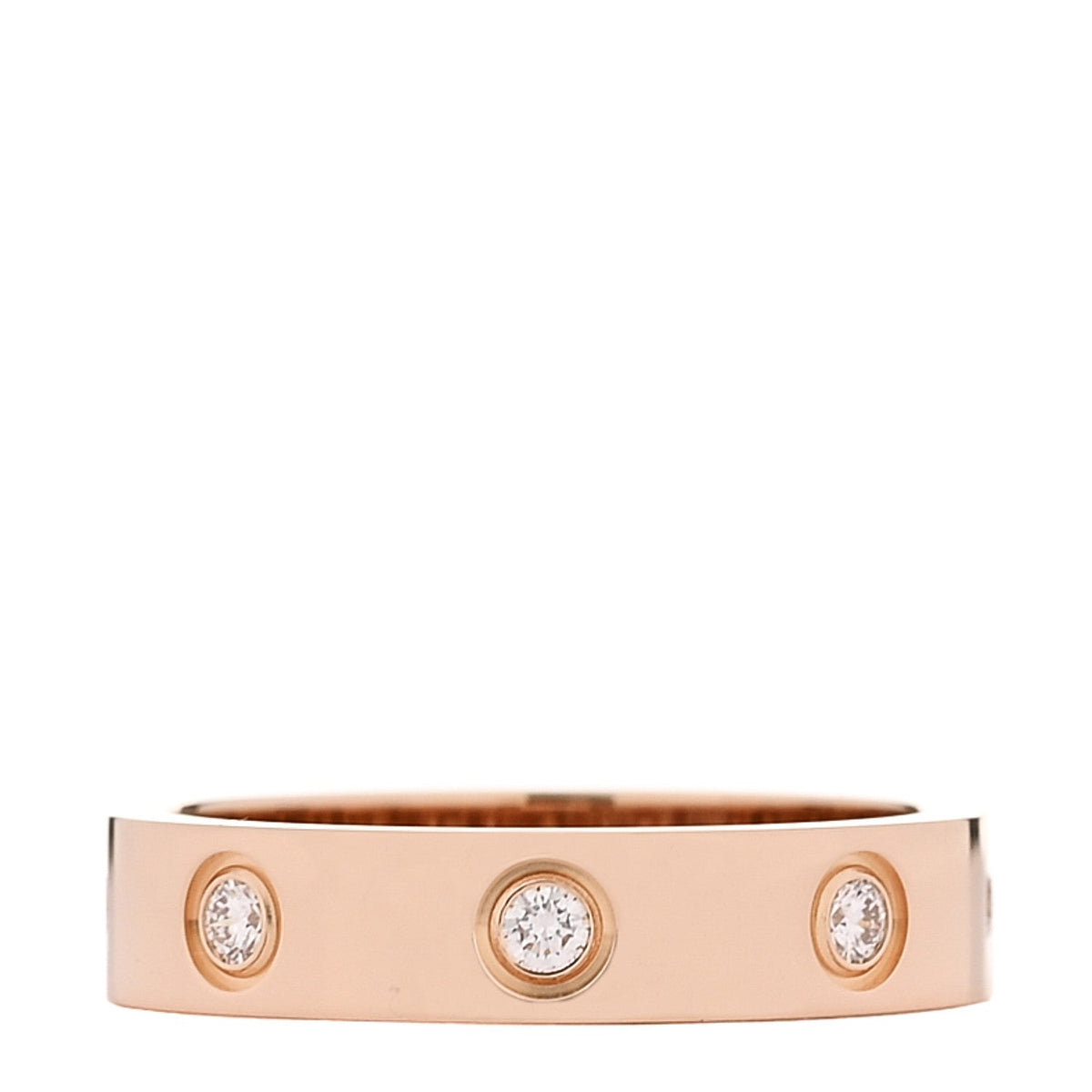 18K Pink Gold 8 Diamond 4mm LOVE Wedding Band Ring 49 5