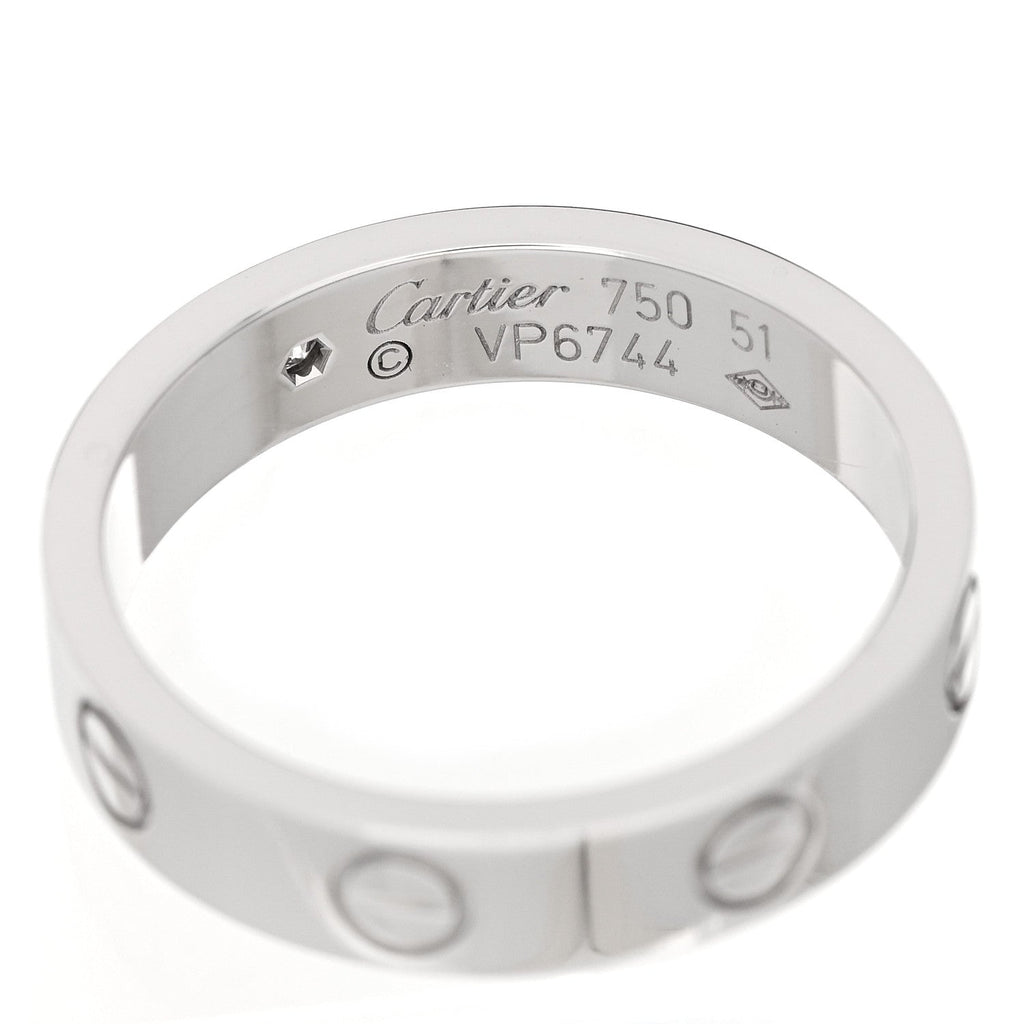 18K White Gold Diamond 4mm LOVE Wedding Band Ring 51 5.75