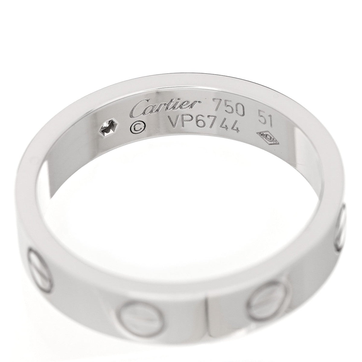 18K White Gold Diamond 4mm LOVE Wedding Band Ring 51 5.75