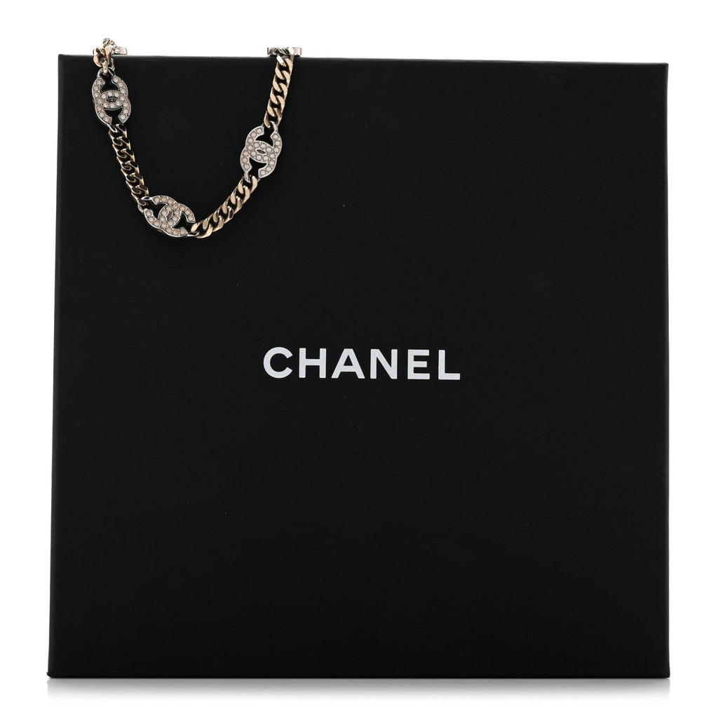 Crystal Chain CC Necklace Gold Silver