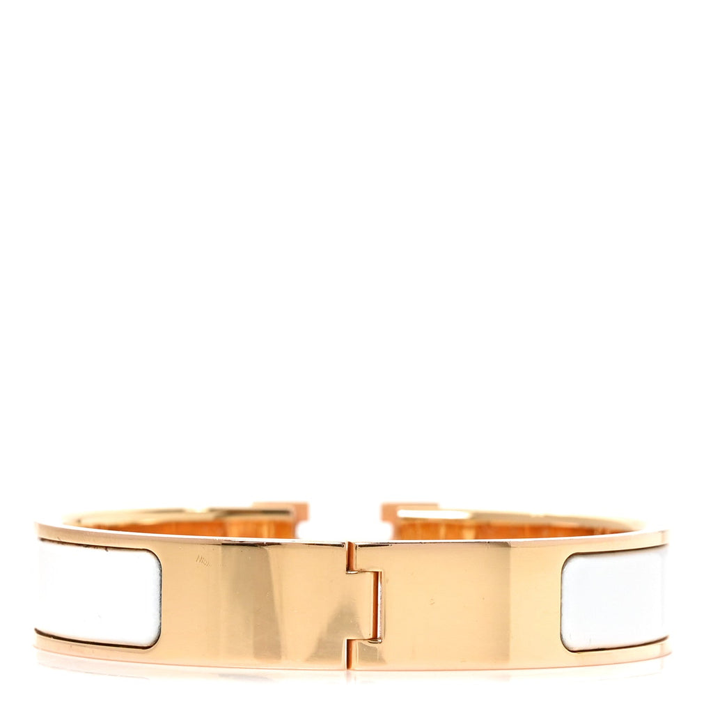 Enamel Narrow Clic Clac H Bracelet PM White