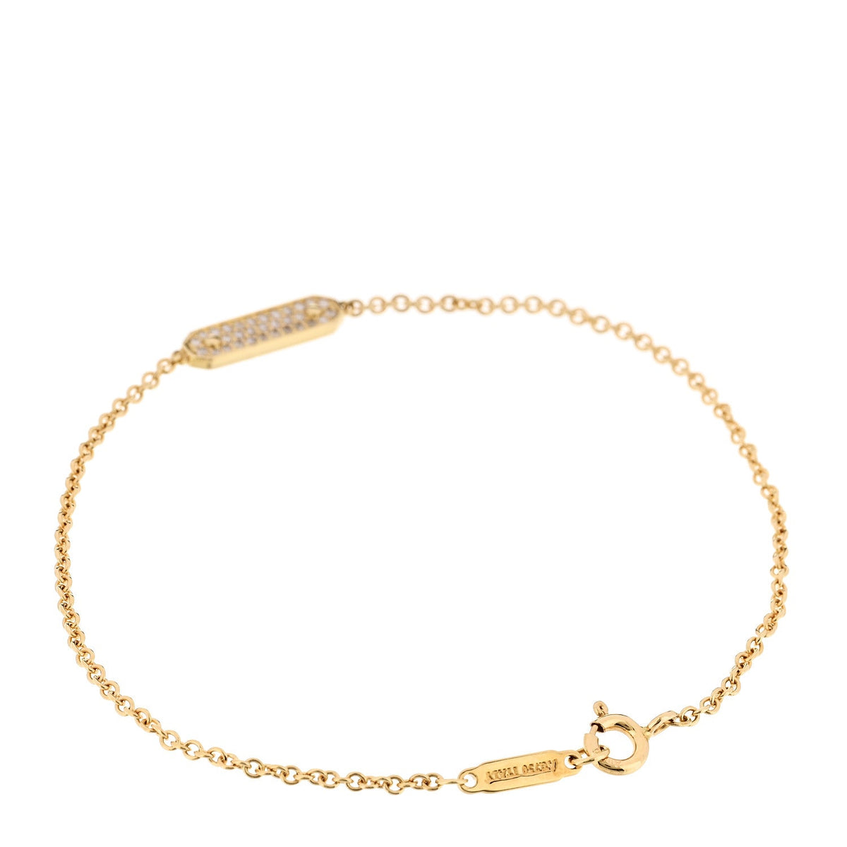 18K Yellow Gold Diamond Tag Chain Bracelet